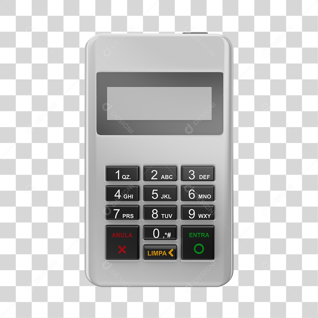 Elemento 3D Maquininha De Cartão Cinza PNG Transparente