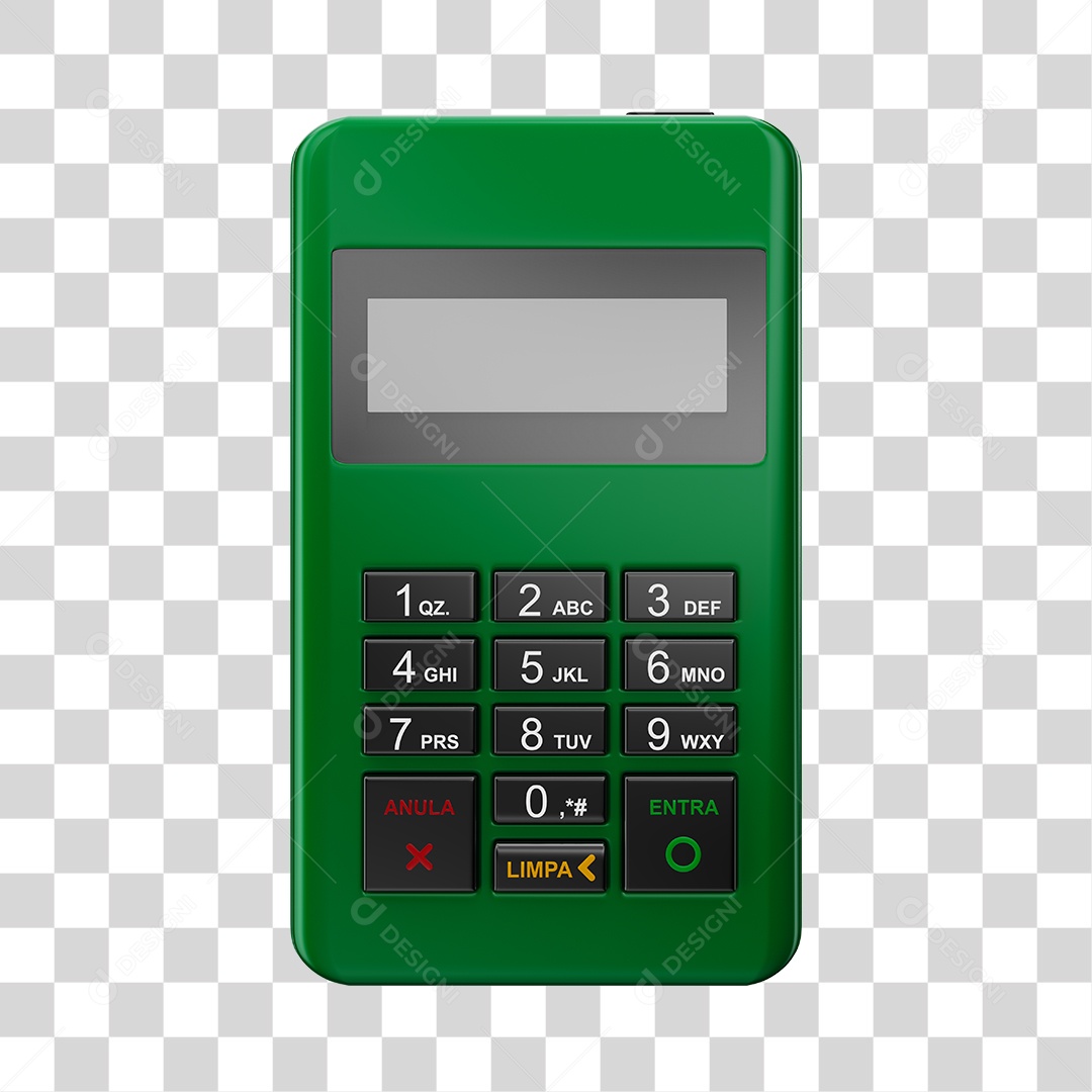 Elemento 3D Maquininha De Cartão Verde PNG Transparente