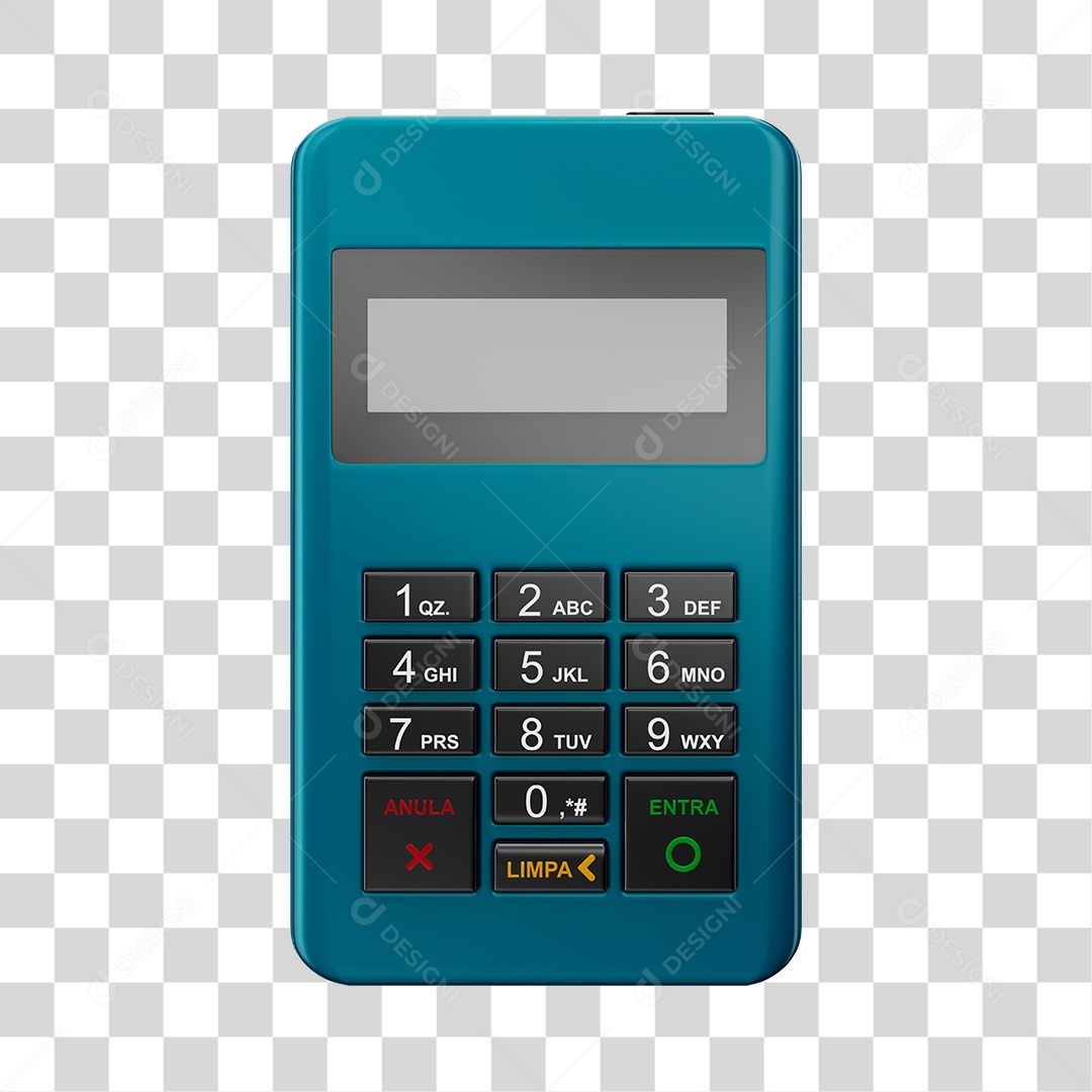 Elemento 3D Maquininha De Cartão Azul PNG Transparente