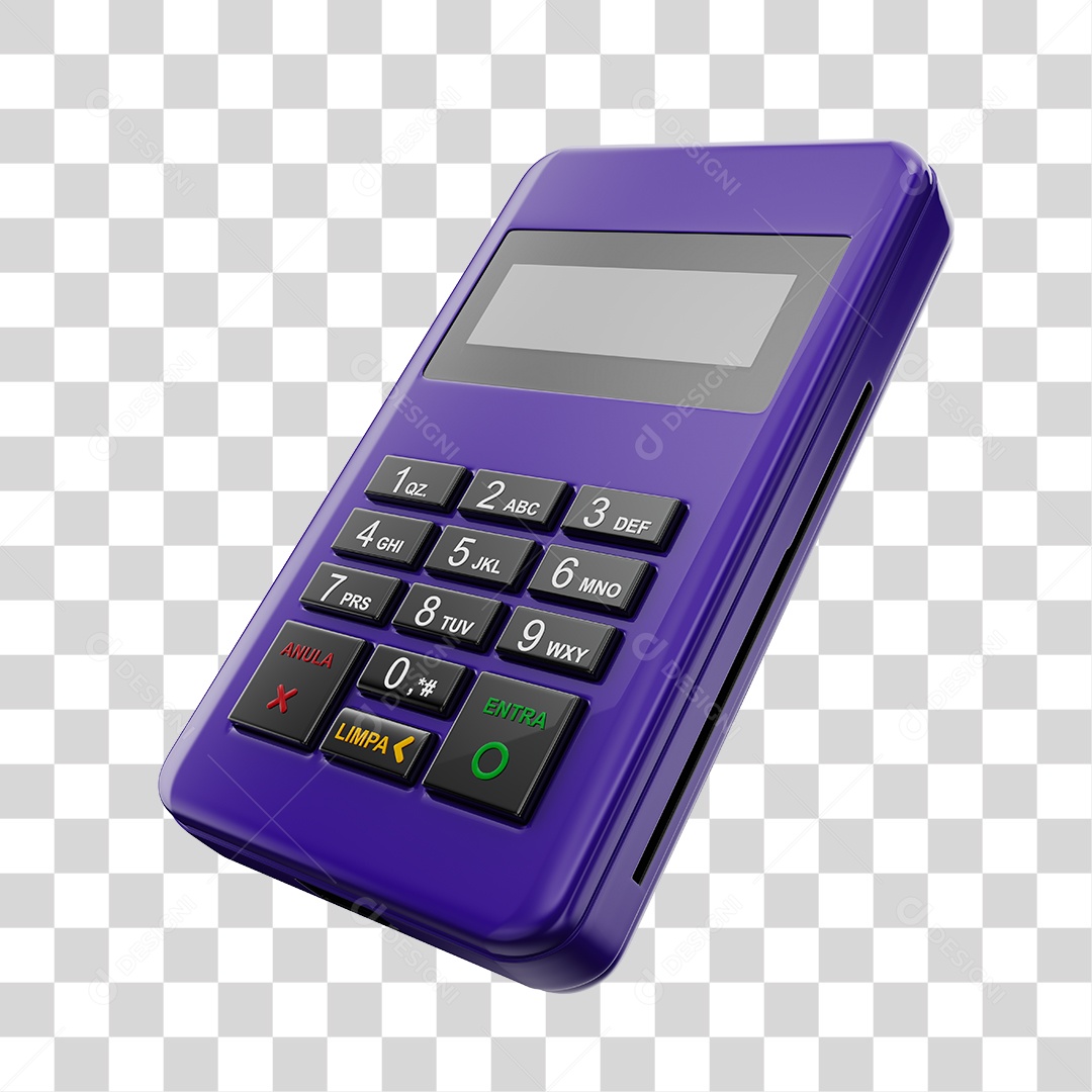 Elemento 3D Maquininha De Cartão Roxo PNG Transparente