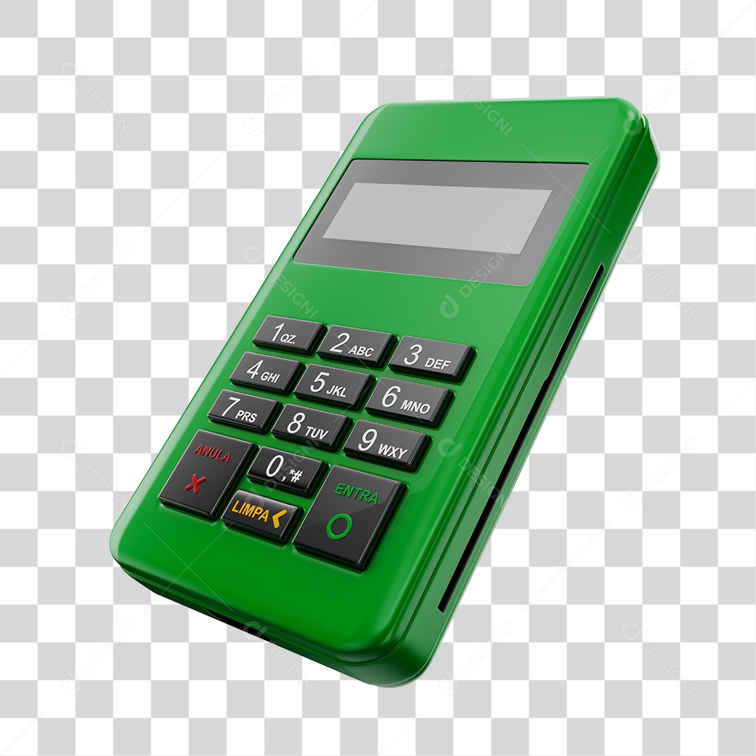 Elemento 3D Maquininha De Cartão Berde PNG Transparente