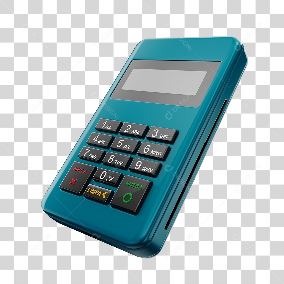 Elemento 3D Maquininha De Cartão Azul PNG Transparente