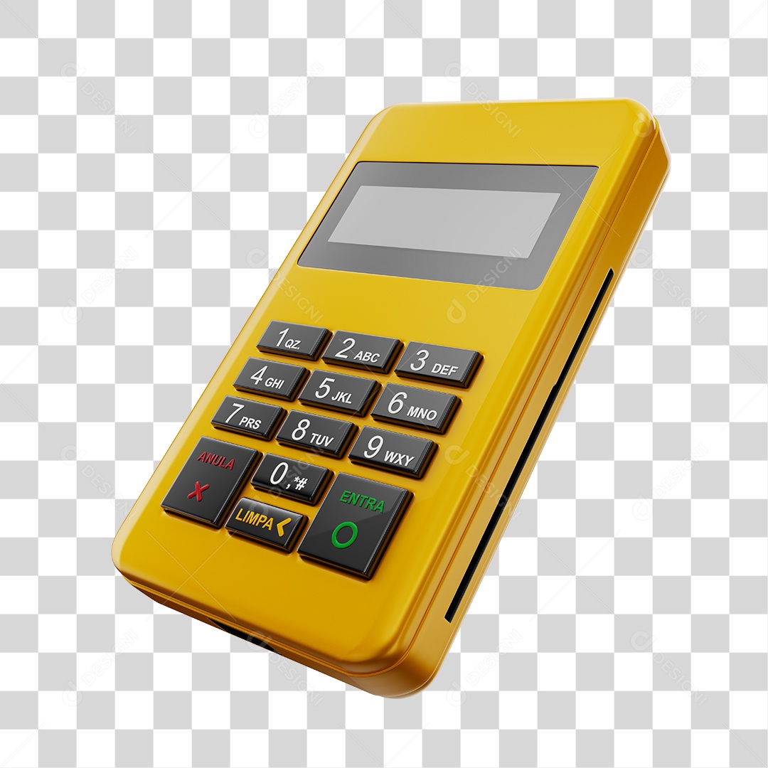 Elemento 3D Maquininha De Cartão Amarela PNG Transparente