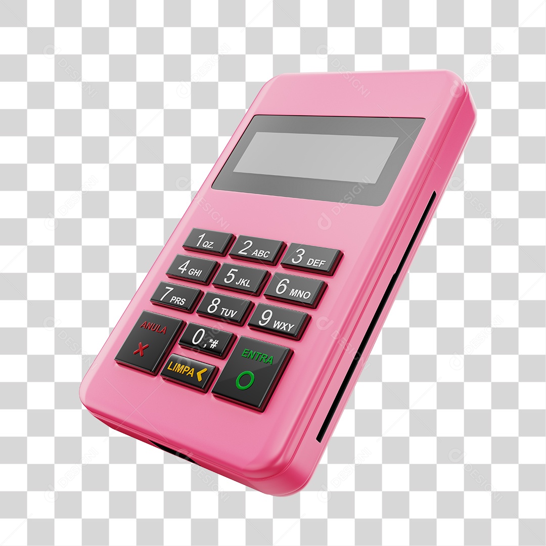 Elemento 3D Maquininha De Cartão Rosa PNG Transparente