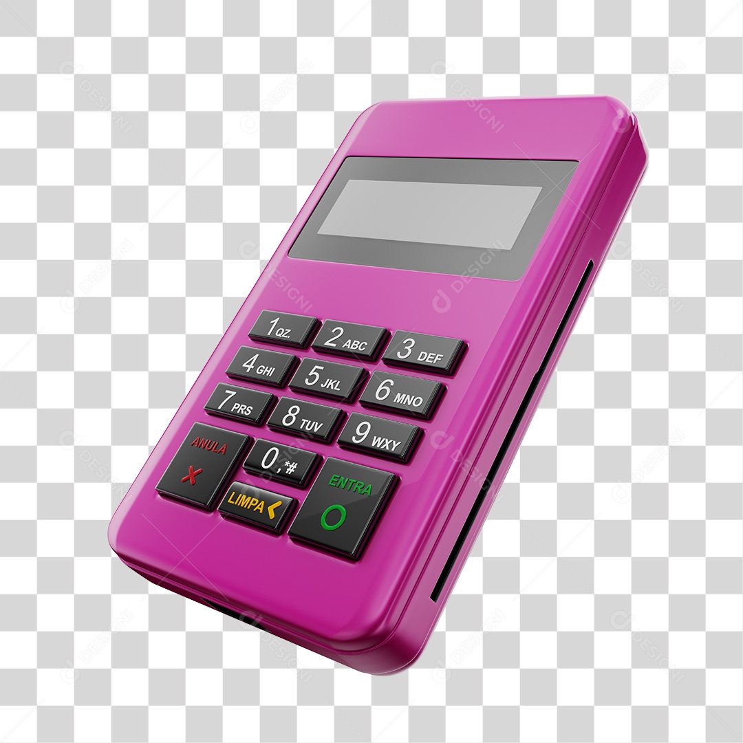 Elemento 3D Maquininha De Cartão Rosa PNG Transparente