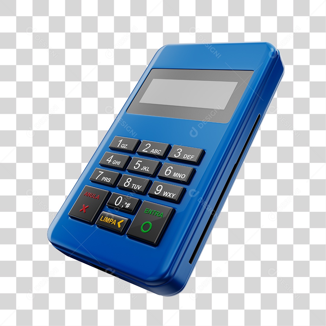 Elemento 3D Maquininha De Cartão Azul PNG Transparente