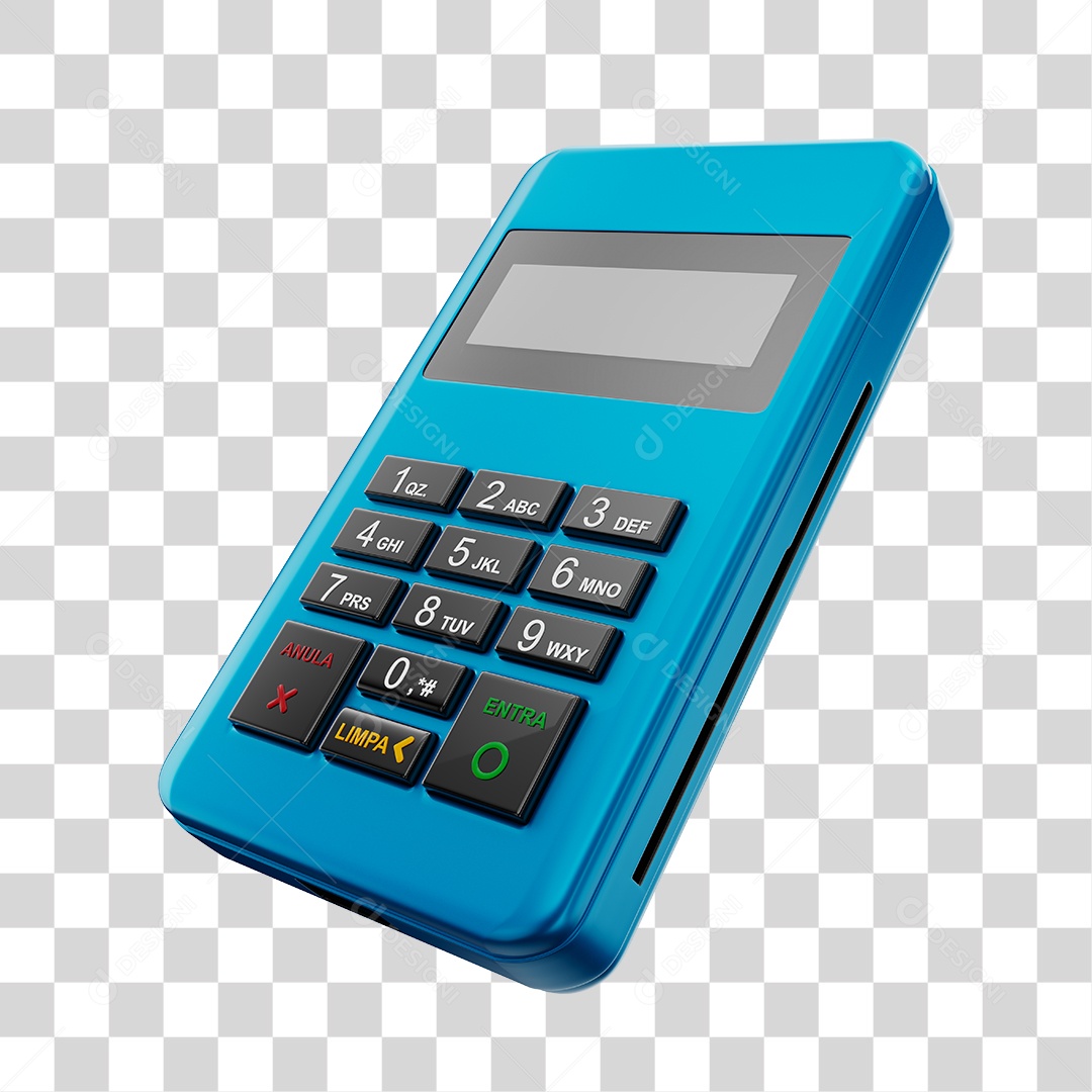 Elemento 3D Maquininha De Cartão Azul PNG Transparente