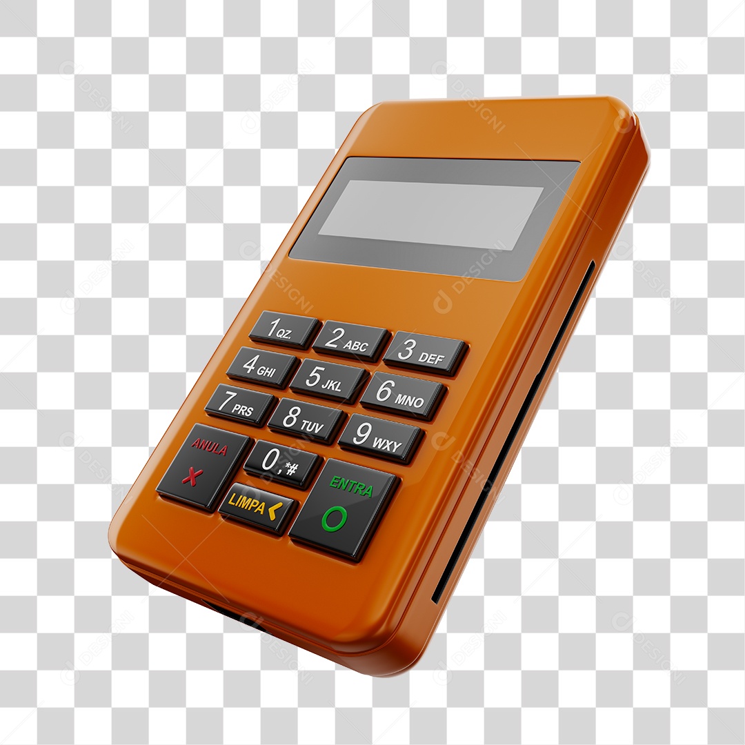 Elemento 3D Maquininha De Cartão Laranja PNG Transparente