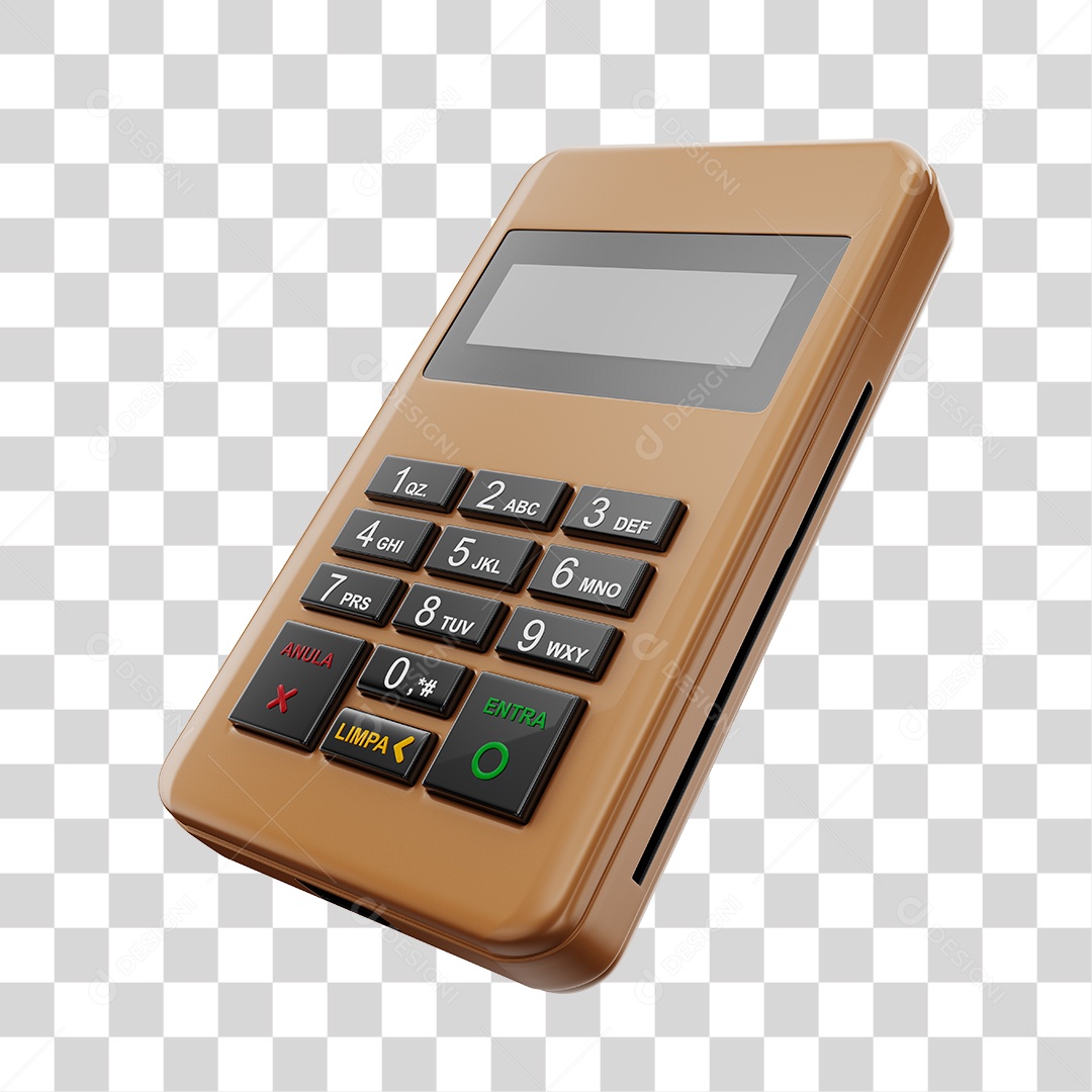 Elemento 3D Maquininha De Cartão MarromPNG Transparente