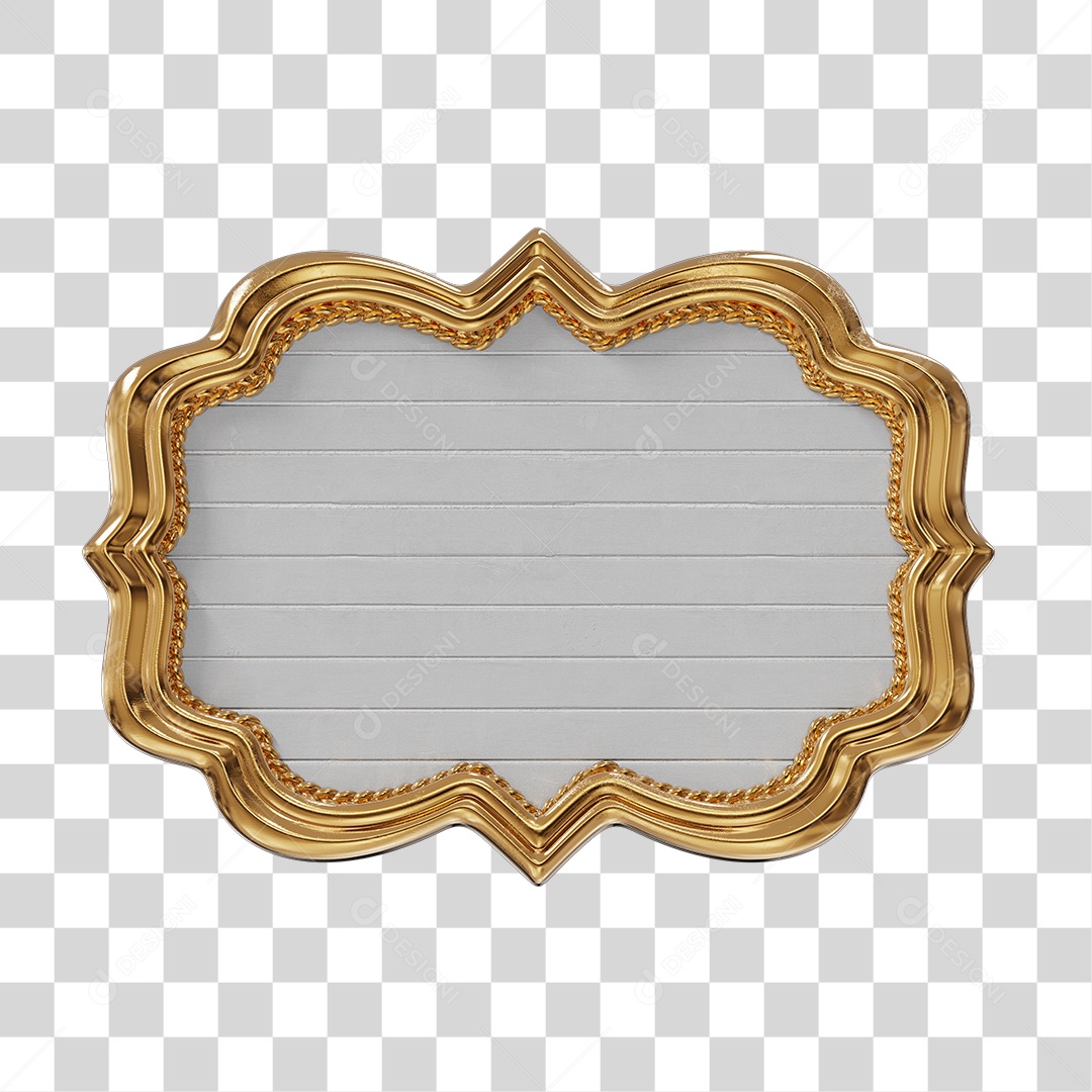 Placa de Madeira Branca Com Detalhes Dourados PNG Transparente Sem Fundo