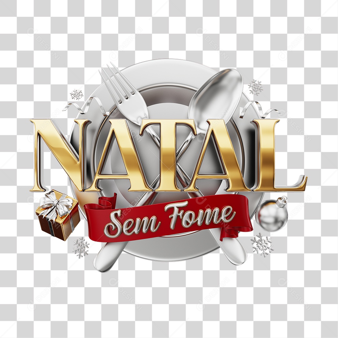 Selo 3D Natal Sem Fome PNG Transparente Sem Fundo