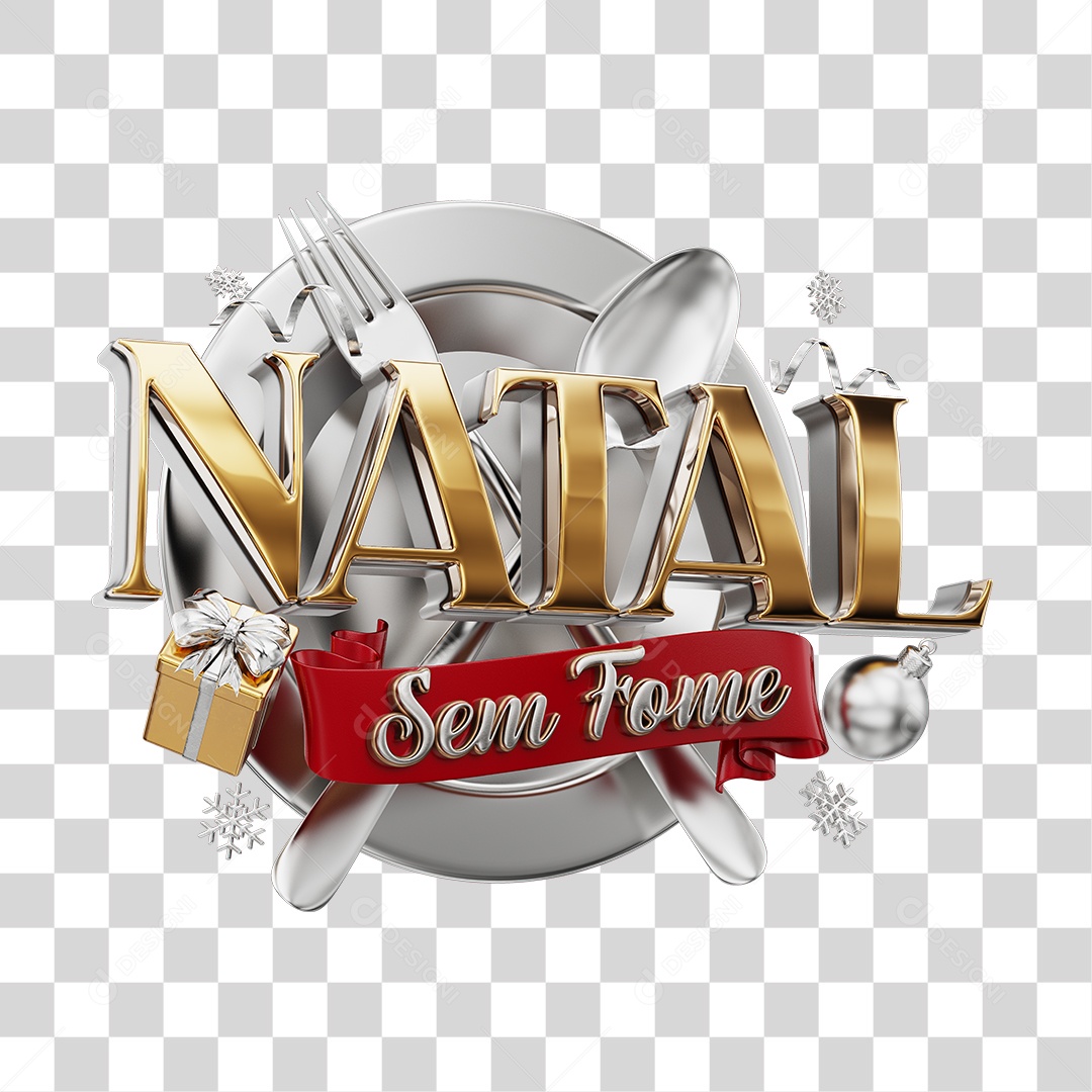 Selo 3D Natal Sem Fome PNG Transparente Sem Fundo