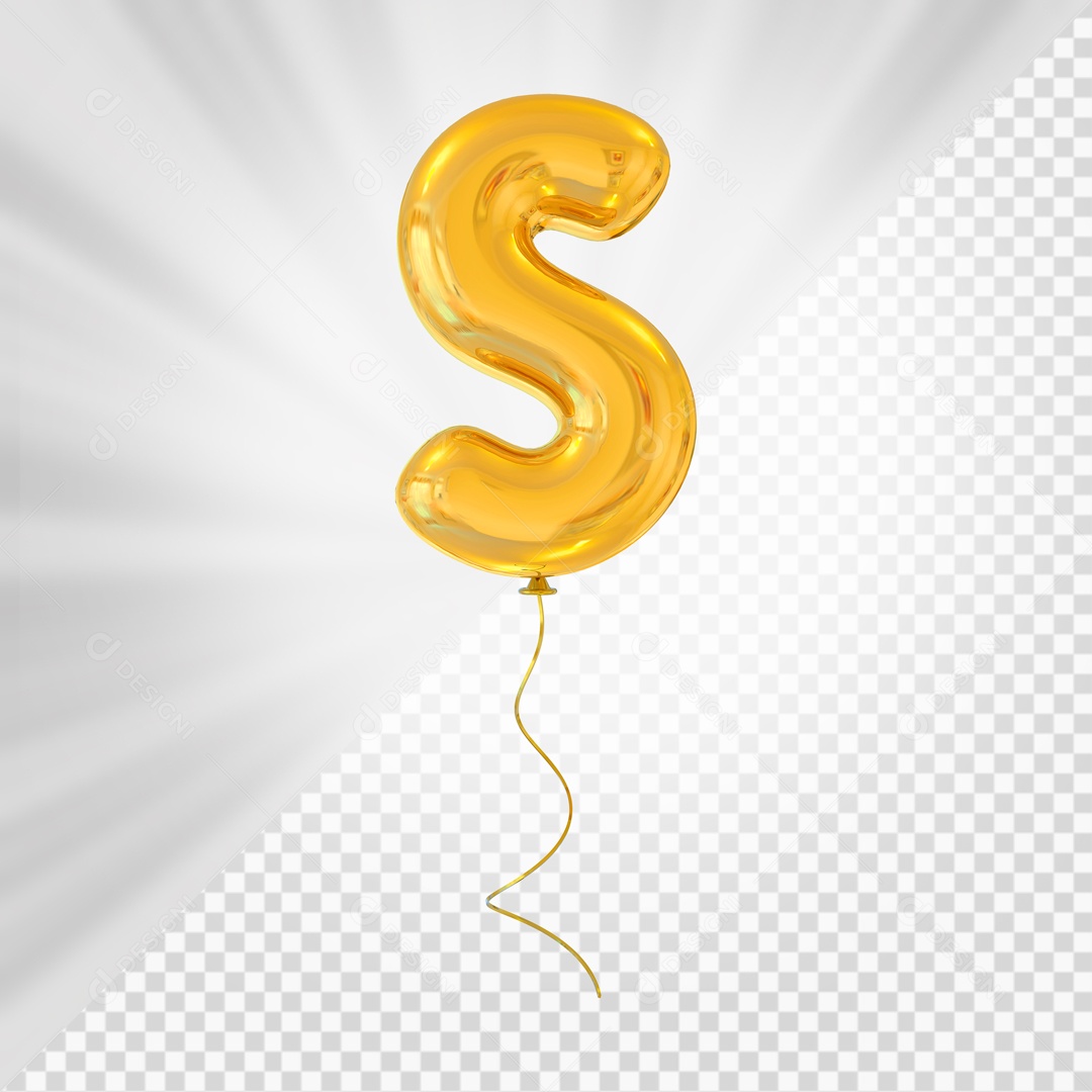 Letra S Maiúscula Balão Dourado Elemento 3D Para Composição PSD
