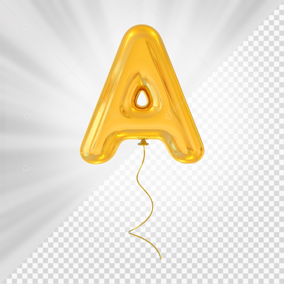 Letra A Maiúscula Balão Dourado Elemento 3D Para Composição PSD