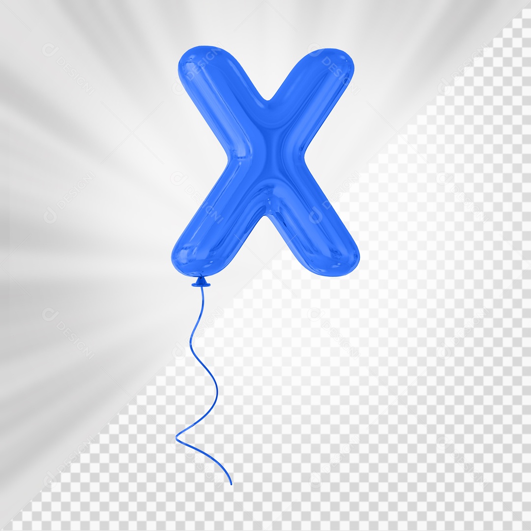 Letra X Maiúscula Balão Azul Elemento 3D Para Composição PSD