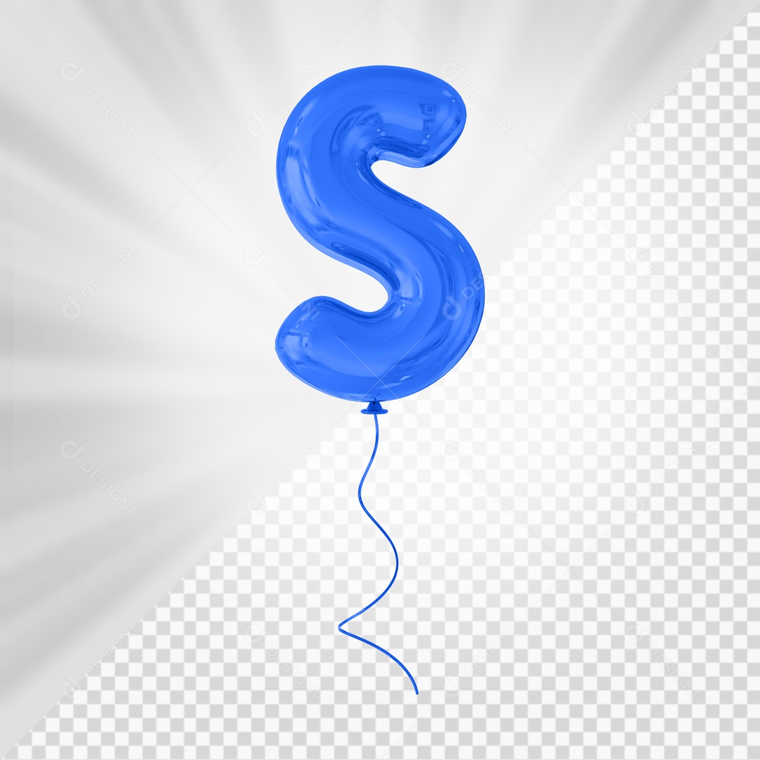 Letra S Maiúscula Balão Azul Elemento 3D Para Composição PSD