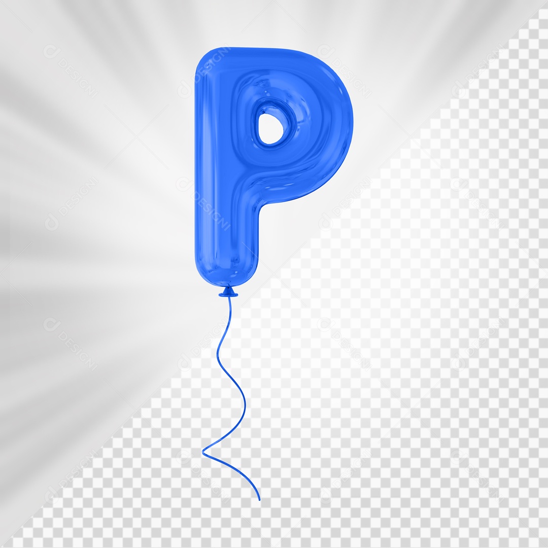 Letra P Maiúscula Balão Azul Elemento 3D Para Composição PSD