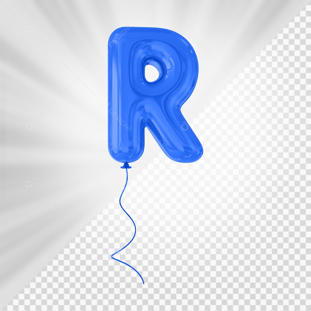 Letra R Maiúscula Balão Azul Elemento 3D Para Composição PSD