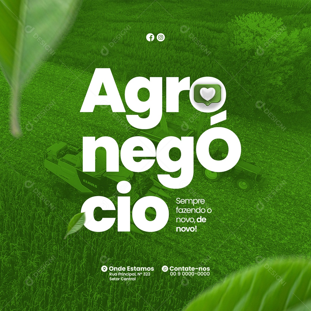 Agronegócio Sempre Fazendo o Novo de Novo Social Media PSD Editável