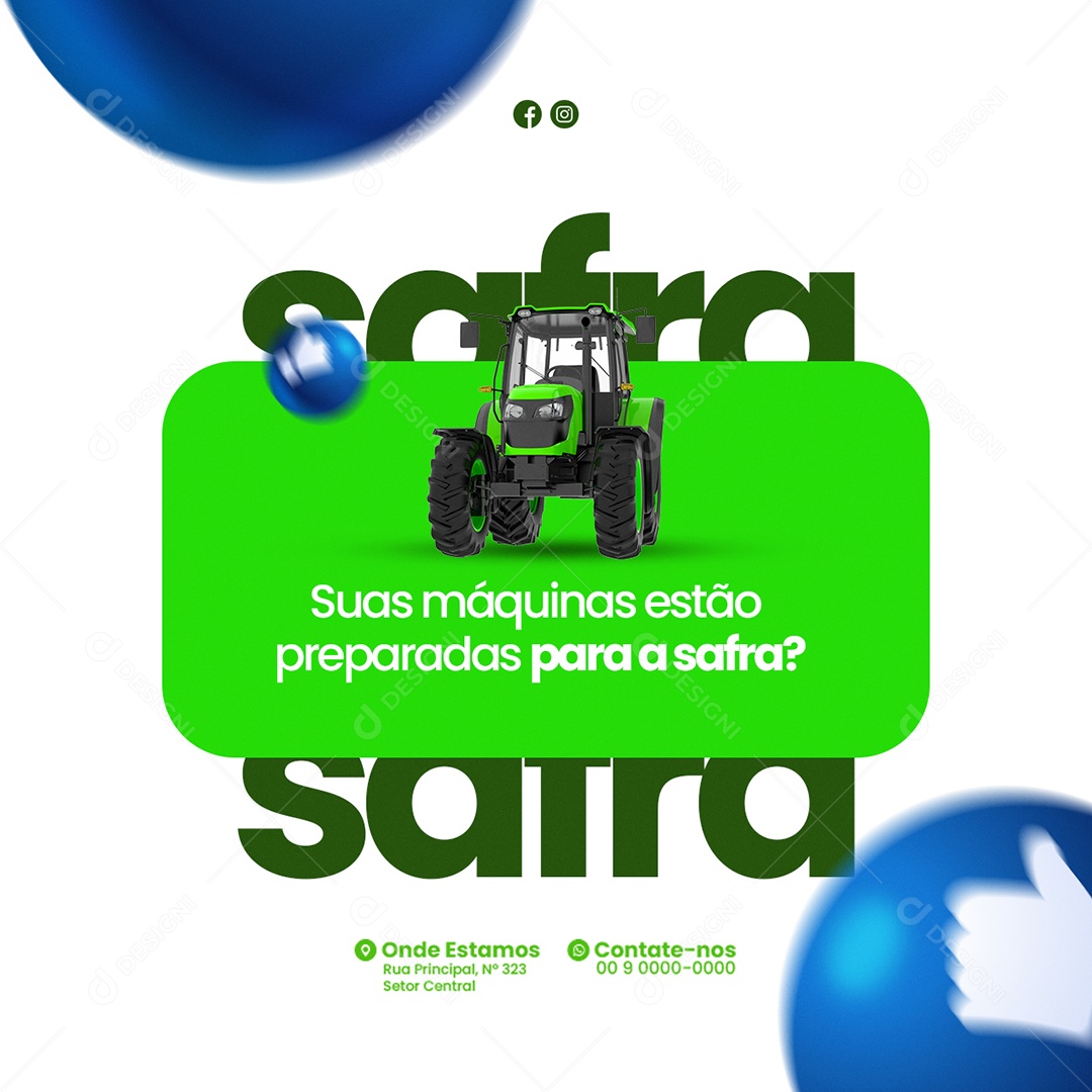 Suas Máquinas Estão Preparadas para a Safra Agronegócio Social Media PSD Editável