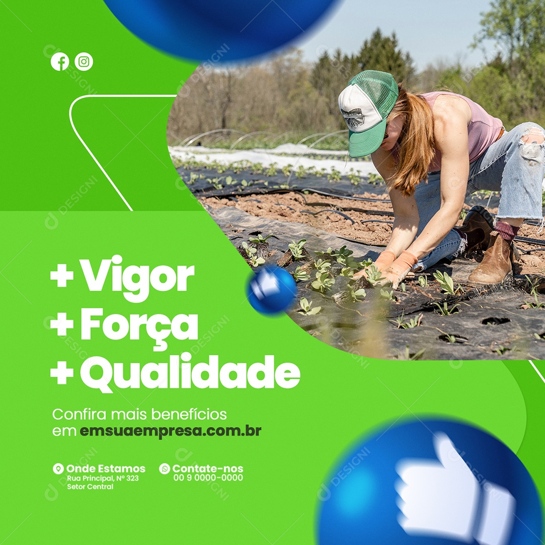 Agribusiness Vigor Strength Quality Social Media Editable PSD