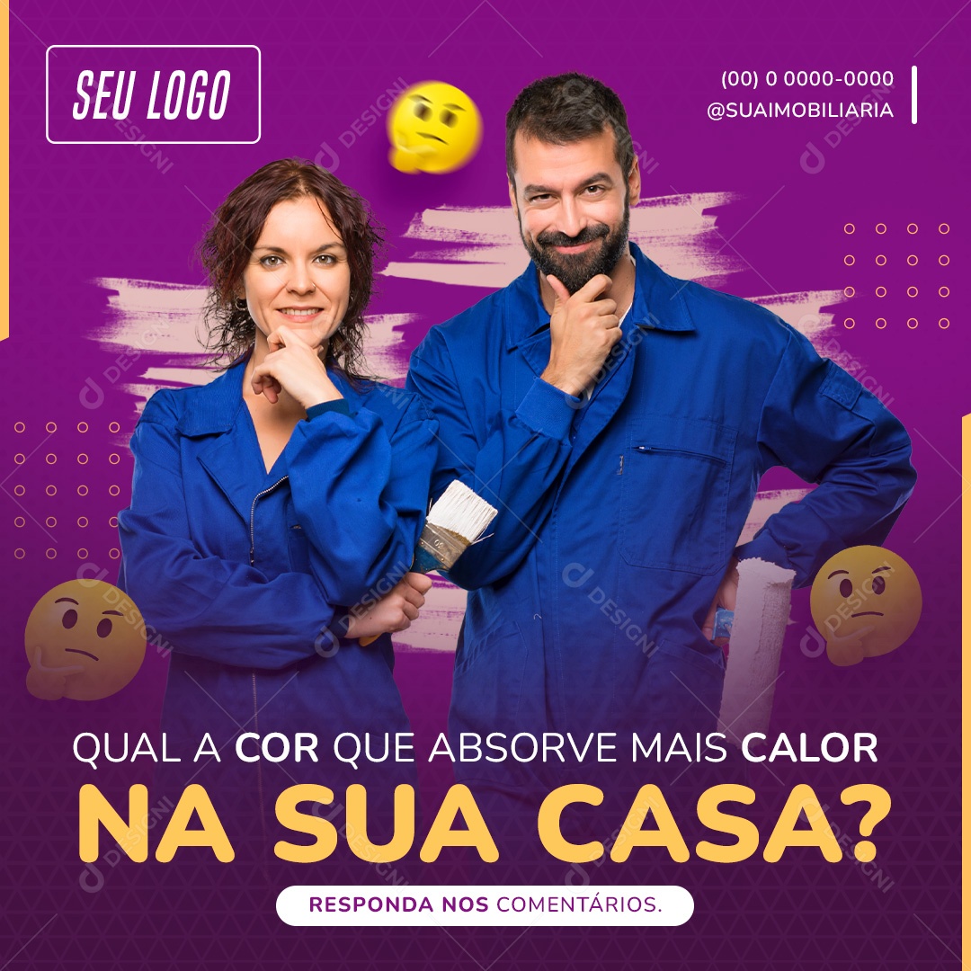 Post Qual a Cor Que Absorve Mais Calor Social Media PSD Editável