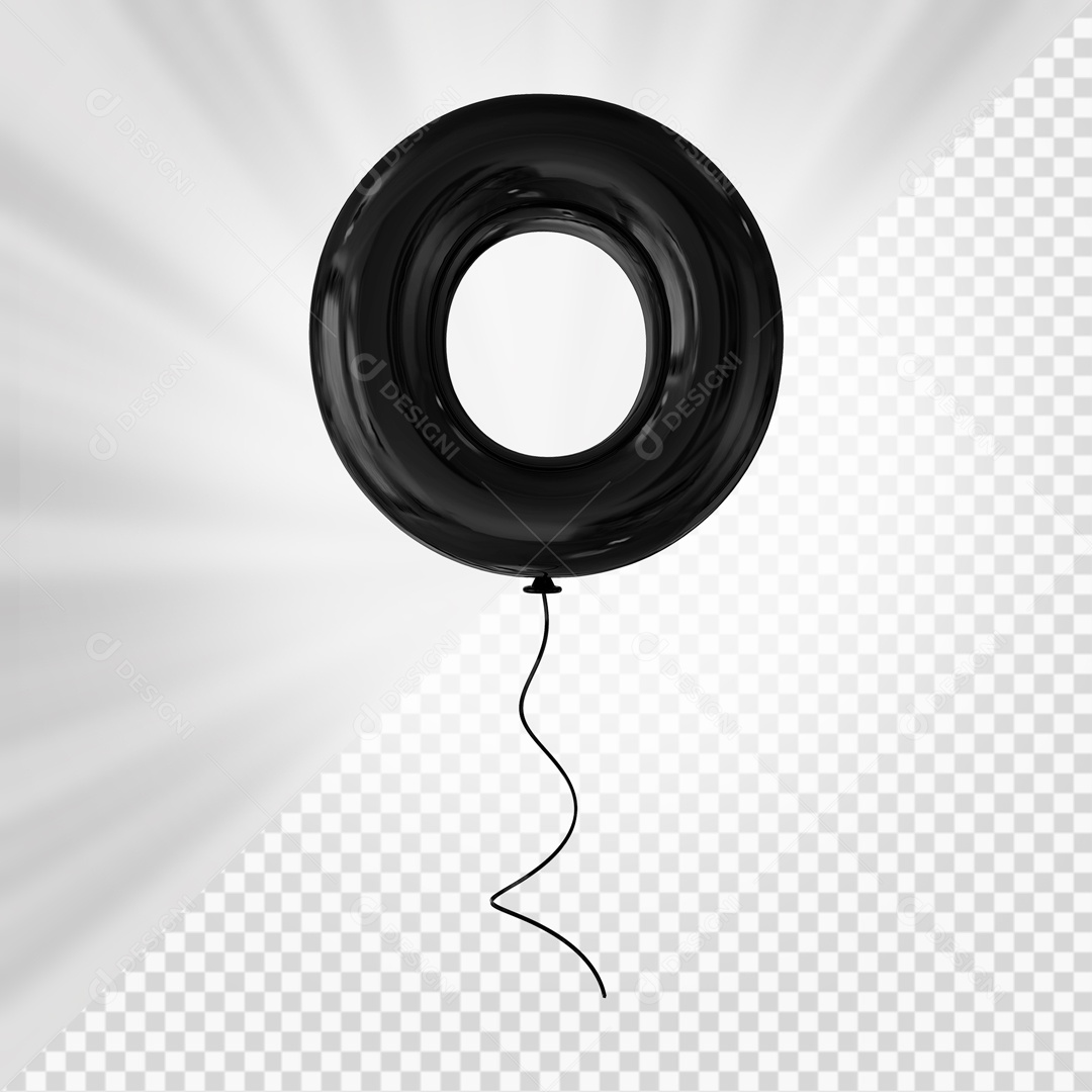 Letra O Maiúscula Balão Preto Elemento 3D Para Composição PSD