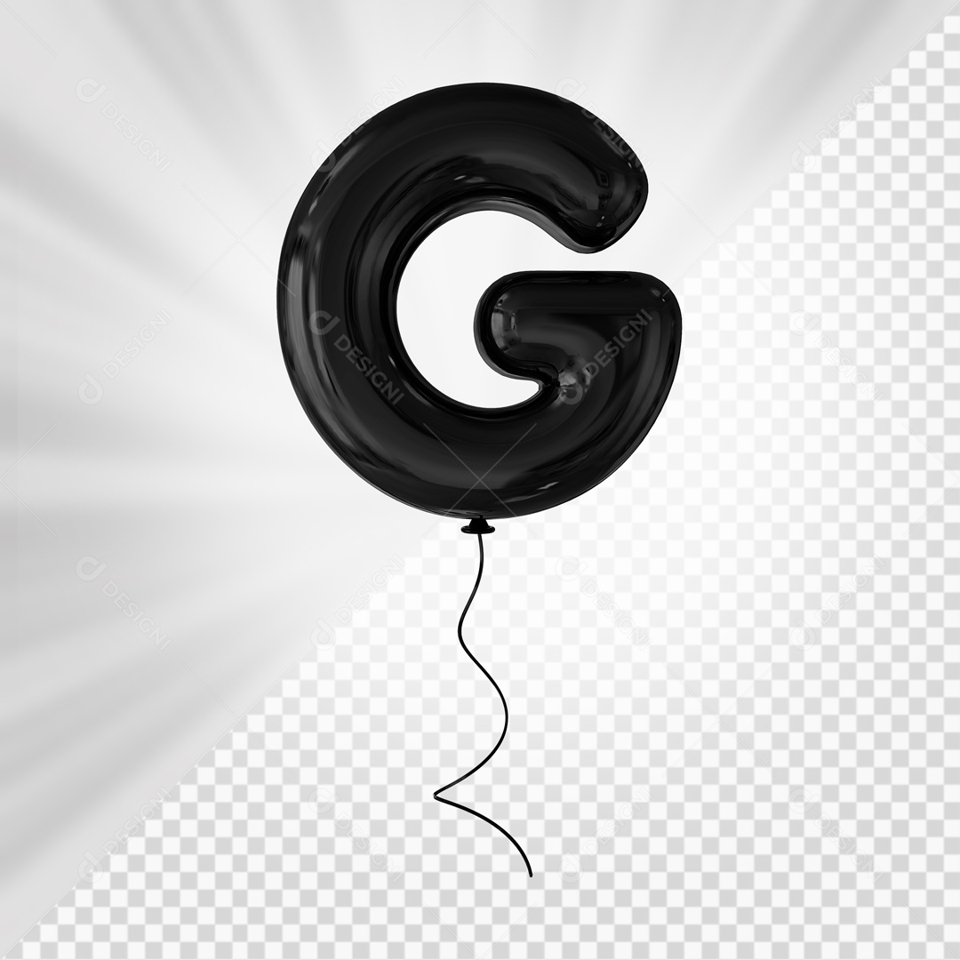 Letra G Maiúscula Balão Preto Elemento 3D Para Composição PSD