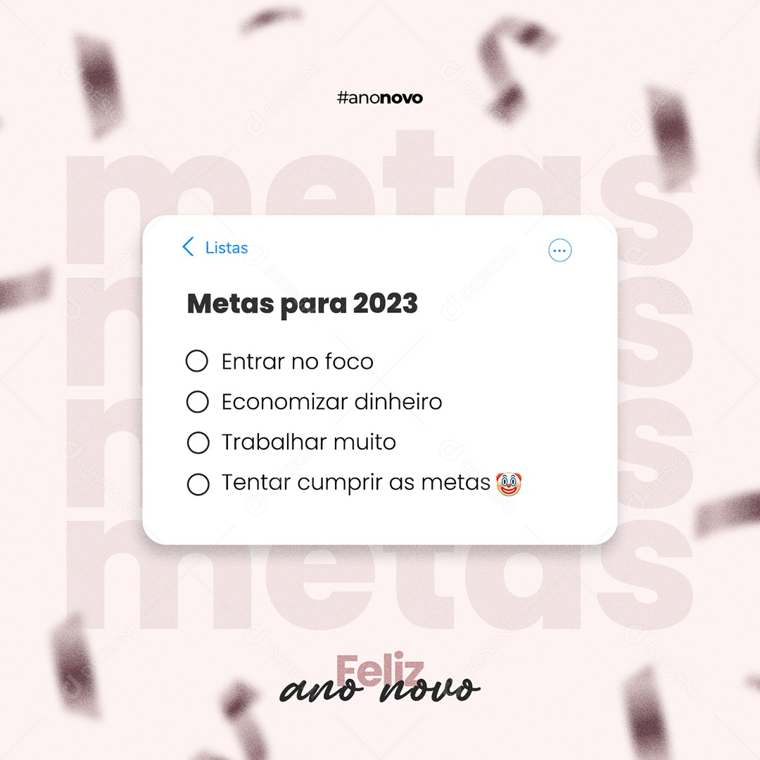 Metas para 2023 Feliz Ano Novo Social Media PSD Editável