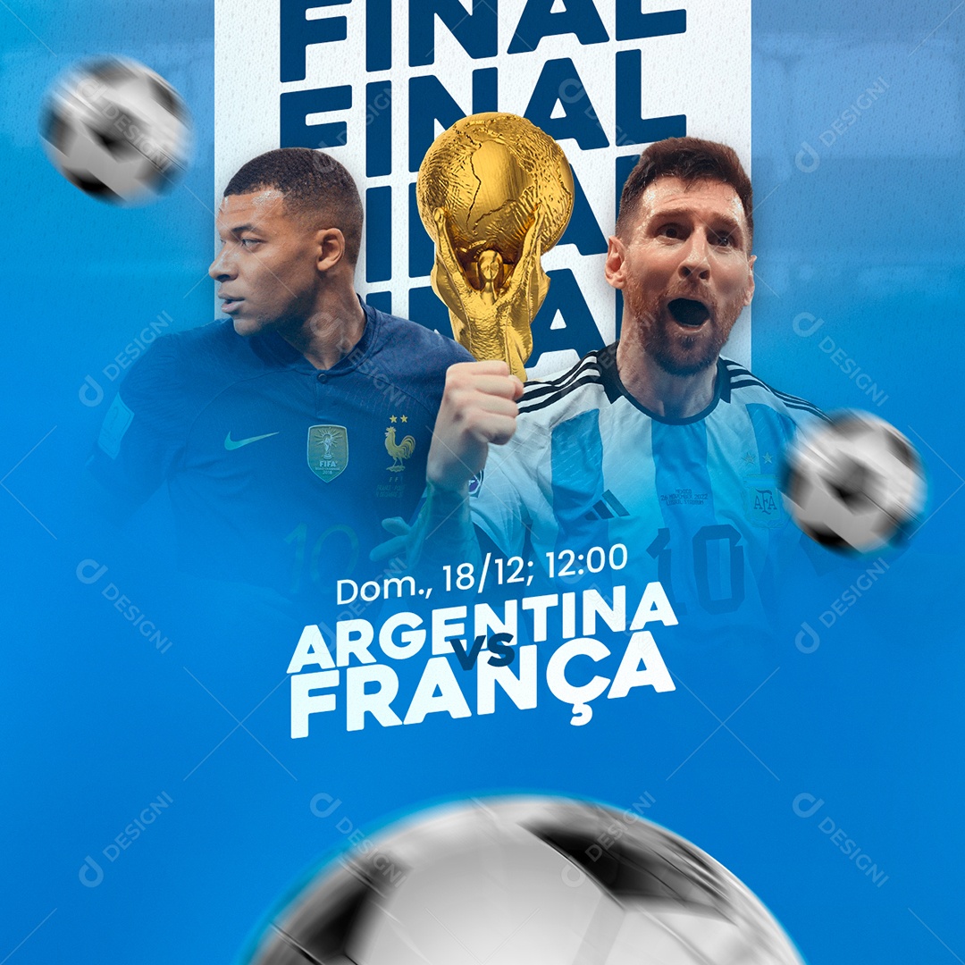 Final Argentina Vs França Futebol Social Media PSD Editável