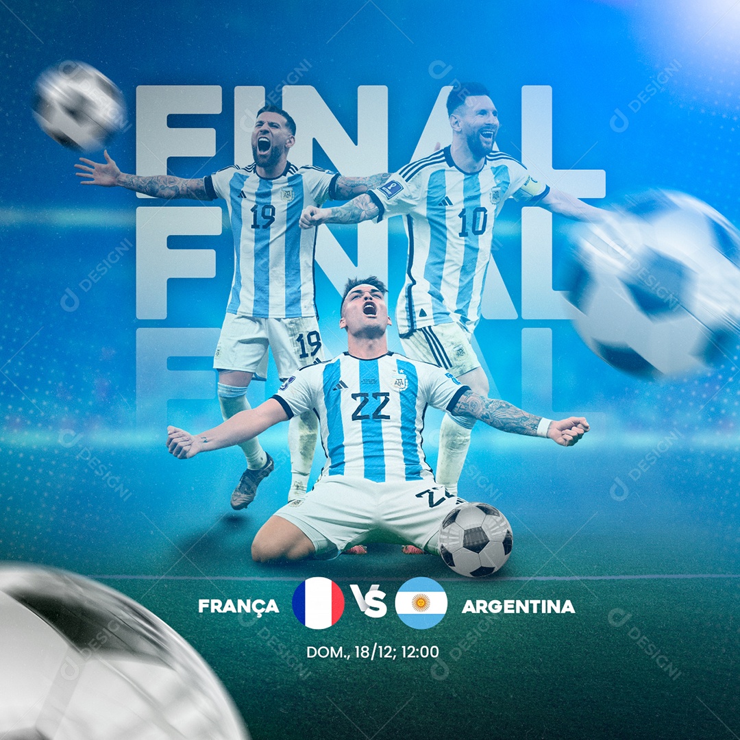 Final França Vs Argentina Futebol Social Media PSD Editável