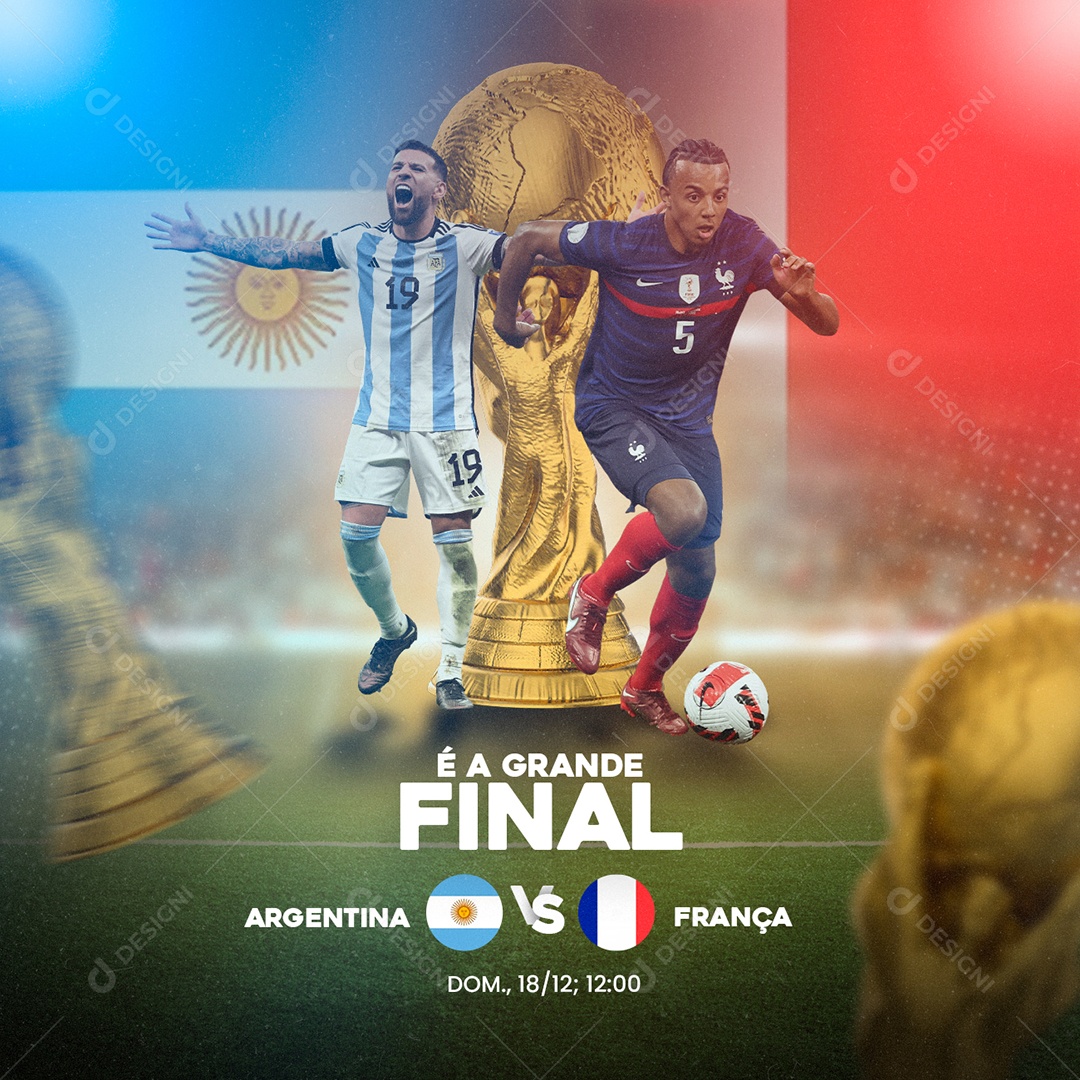 É a Grande Final Argentina Vs França Futebol Social Media PSD Editável