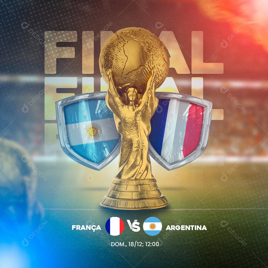 Final Argentina Vs França Futebol Social Media PSD Editável