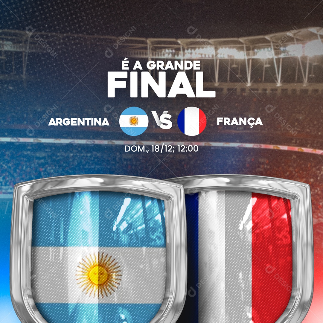 É a Grande Final Argentina Vs França Futebol Social Media PSD Editável