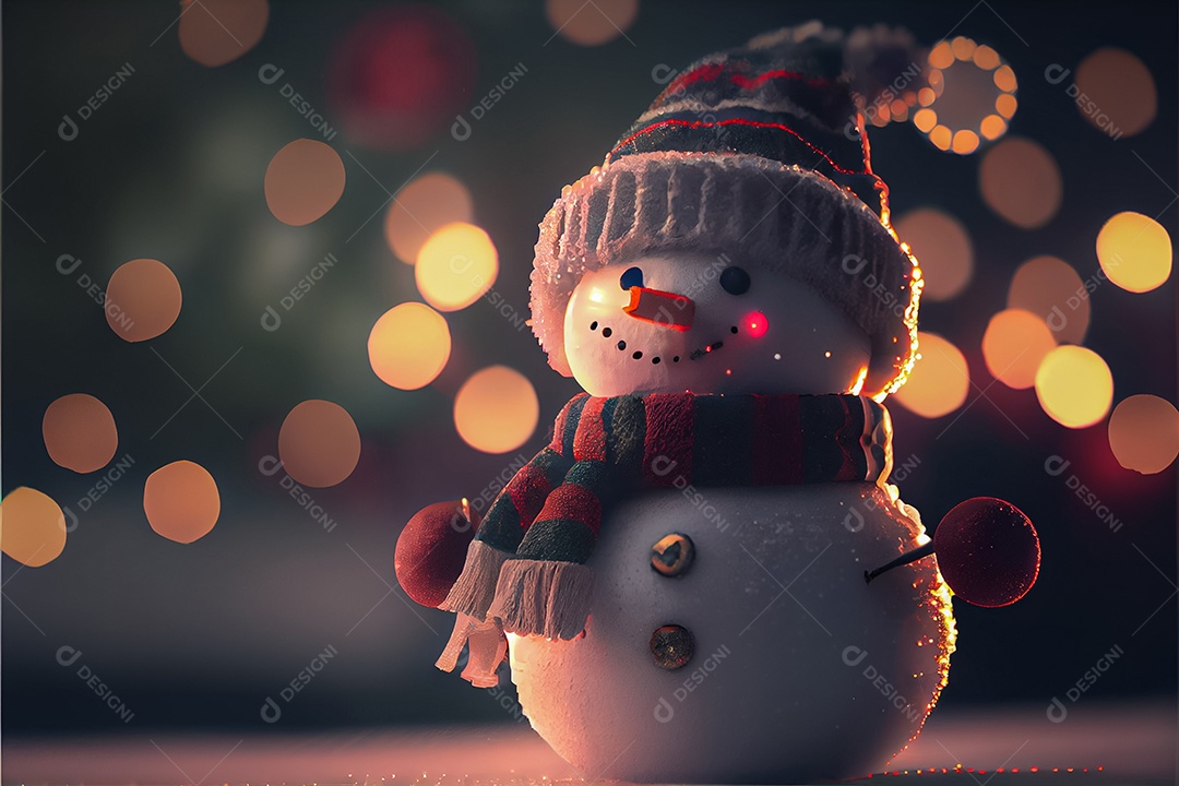 Boneco de neve decora a renderização 3D do festival Feliz Natal