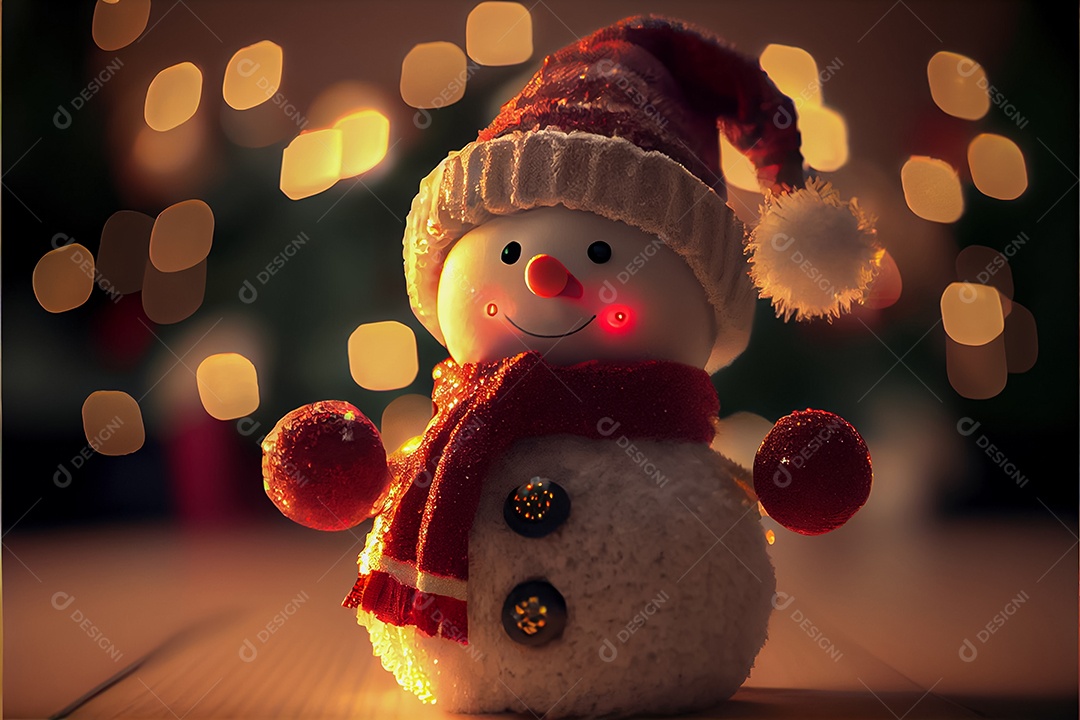 Boneco de neve decora a renderização 3D do festival Feliz Natal