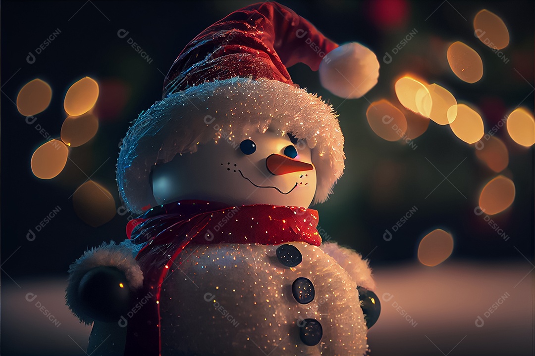 Boneco de neve decora a renderização 3D do festival Feliz Natal