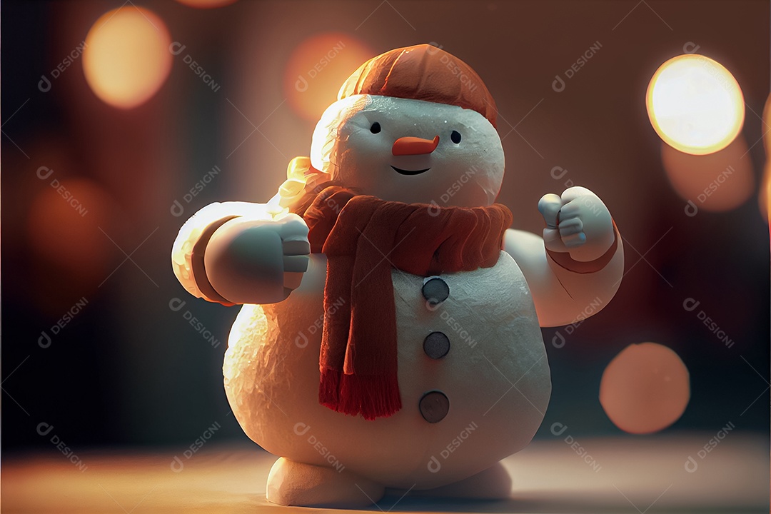 Boneco de neve decora a renderização 3D do festival Feliz Natal