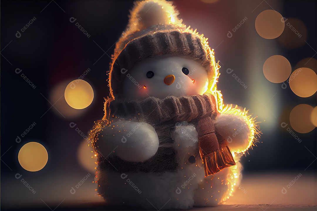 Boneco de neve decora a renderização 3D do festival Feliz Natal