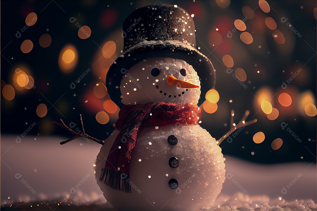 Boneco de neve decora a renderização 3D do festival Feliz Natal