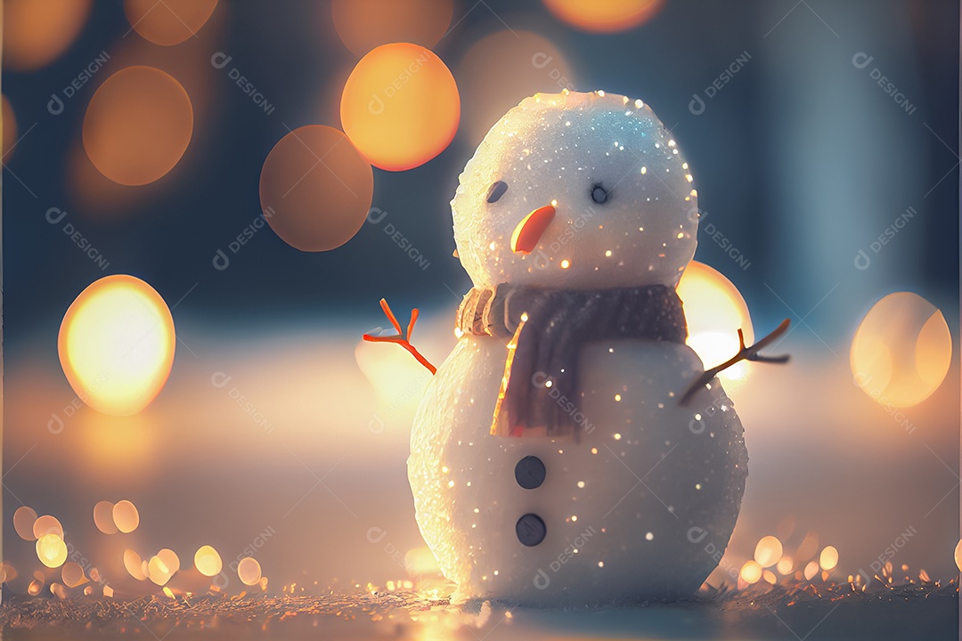 Boneco de neve decora a renderização 3D do festival Feliz Natal