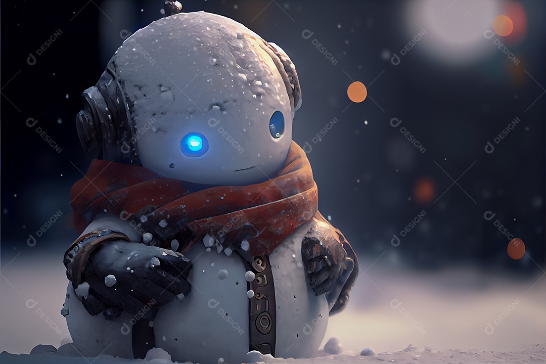 Boneco de neve decora a renderização 3D do festival Feliz Natal