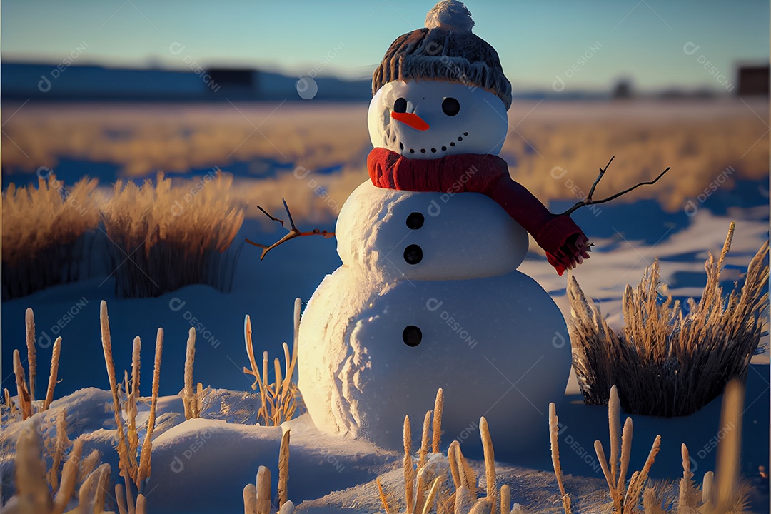 Boneco de neve decora a renderização 3D do festival Feliz Natal