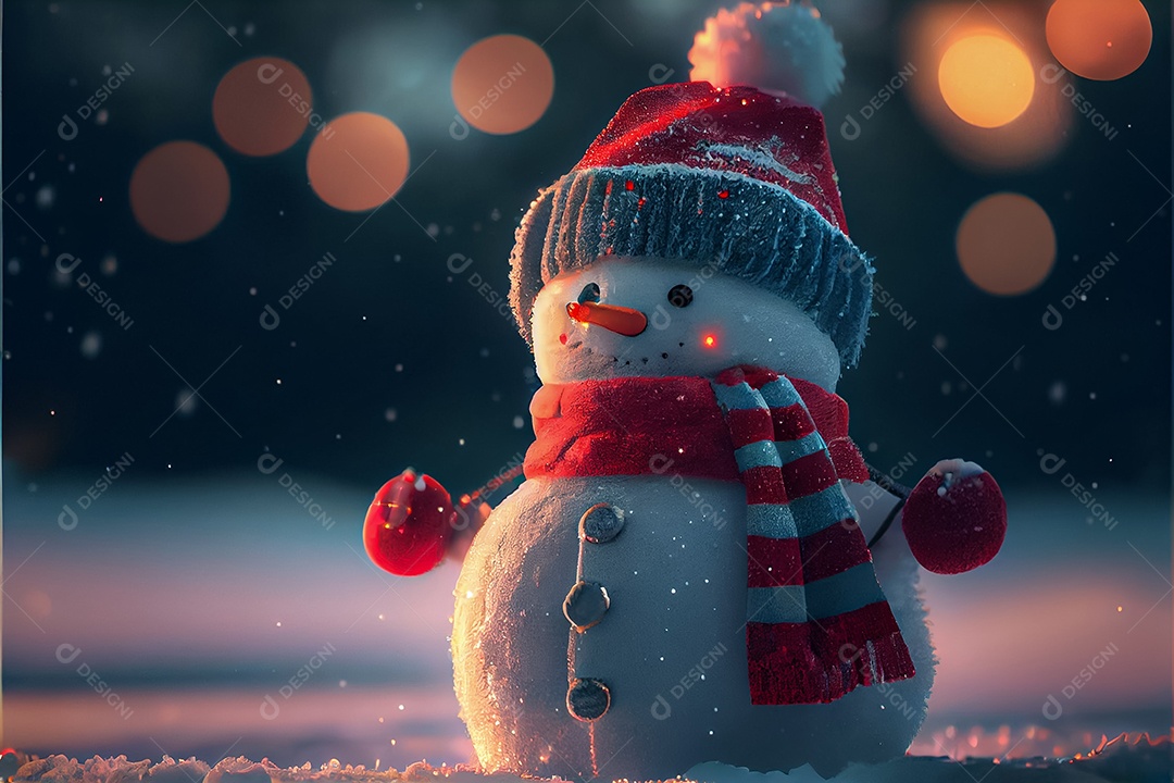 Boneco de neve decora a renderização 3D do festival Feliz Natal