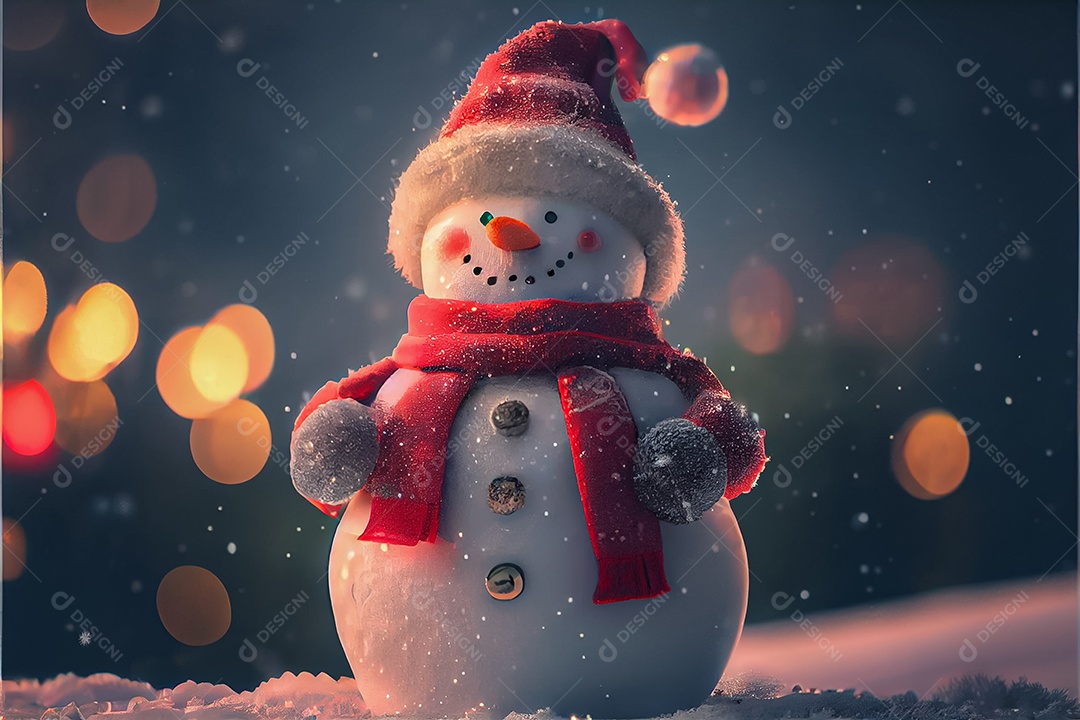 Boneco de neve decora a renderização 3D do festival Feliz Natal