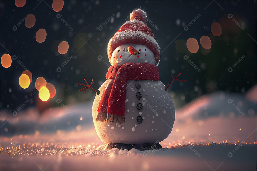 Boneco de neve decora a renderização 3D do festival Feliz Natal