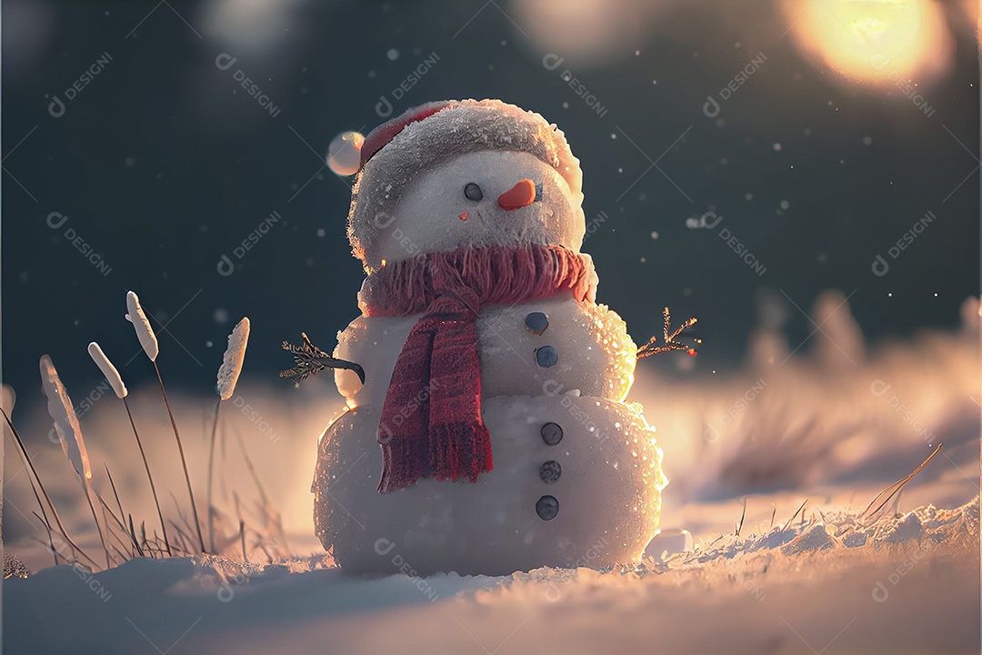 Boneco de neve decora a renderização 3D do festival Feliz Natal