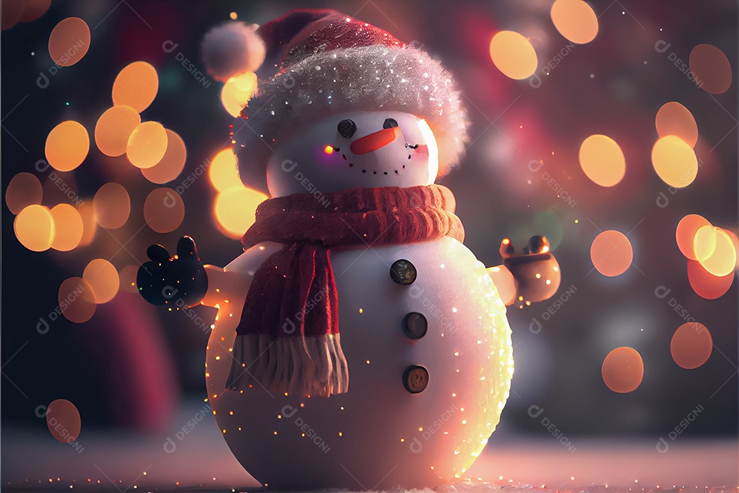 Boneco de neve decora a renderização 3D do festival Feliz Natal