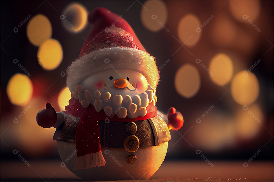 Boneco de neve decora a renderização 3D do festival Feliz Natal