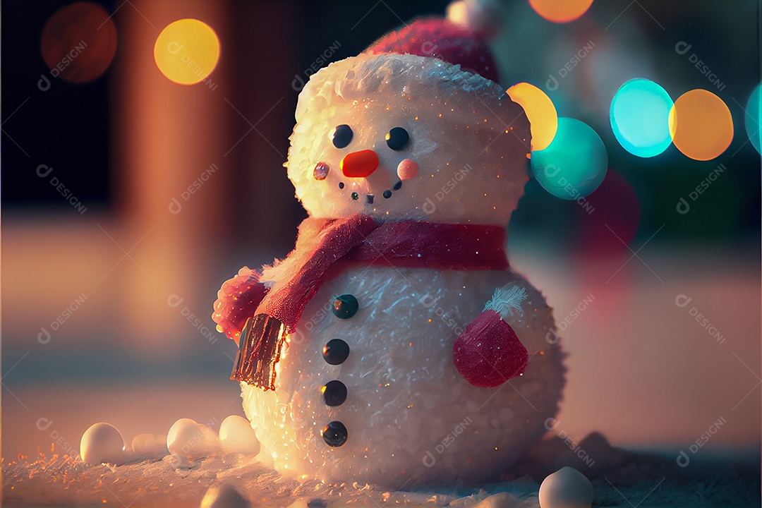 Boneco de neve decora a renderização 3D do festival Feliz Natal